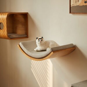 pet furniture cat wall shelf with natural wood