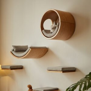 solid wood cat wall steps for modern homes