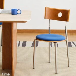Solid wood and stainless steel chair with minimalist modern design